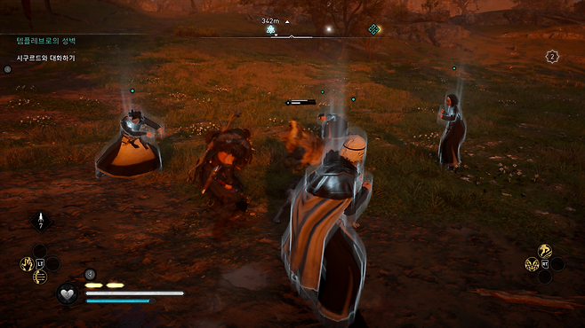 퀘스트 중 만난 늑대를 손으로 때려잡는 전투 수녀들