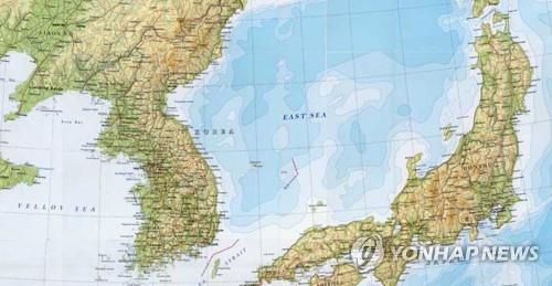 한국 고교생의 요청을 받고 '일본해'를 '동해'로 변경해 표기한 '더스택닷컴'의 지도(2017년) [반크 제공, 재판매 및 DB 금지]
