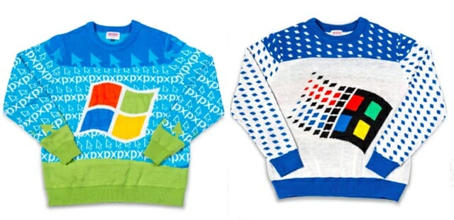 윈도XP와 윈도95 스웨터 (사진=MS)
