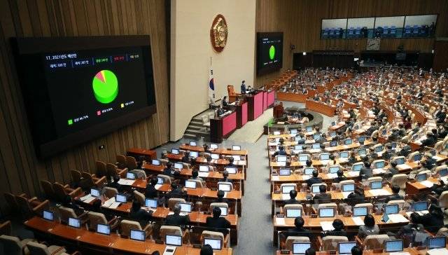 박병석 국회의장이 2일 오후 서울 여의도 국회에서 열린 본회의에서 2021년도 예산안을 가결하고 있다. 사진=뉴스1