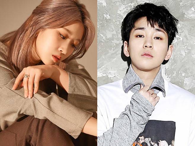 하은(왼쪽), 딘딘