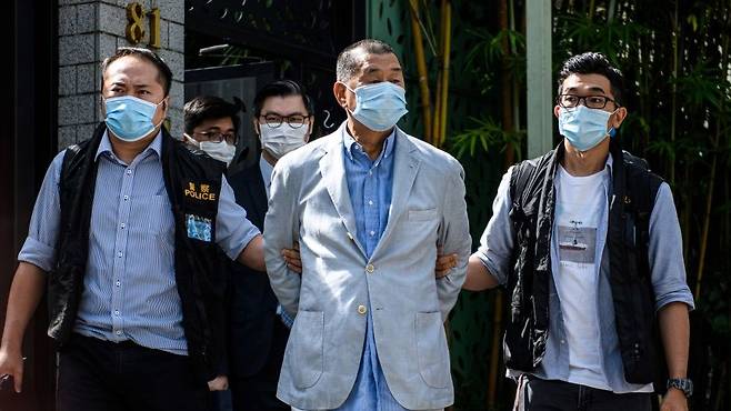 지난 8월 지미 라이는 홍콩보안법 위반 혐의로 체포됐다