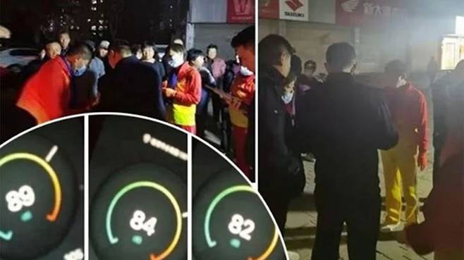 중국 린칭시 공안이 광장무 참가자들을 단속하고 있다. (출처 : 텅쉰왕)