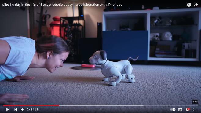 소니의 강아지형 AI로봇 ‘아이보’. 첫 모델은 1999년 등장했다. /소니 유튜브 캡처