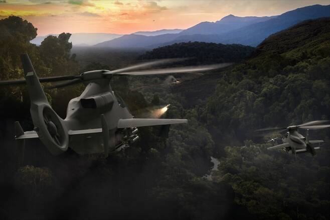 벨사가 만든 벨 360 인빅터스는 RAH-66 코만치 개발사업인 LHX에 제안되었던 스텔스 형상의 동체와 내부무장창 그리고 특이하게도 고정익기처럼 날개를 가지고 있다. 사진=벨 헬리콥터