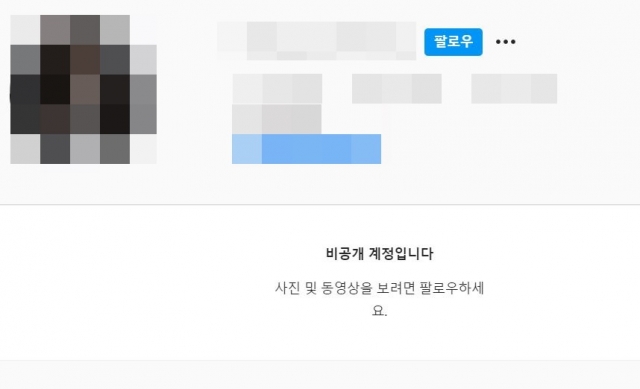 A씨로 지목된 배우가 네티즌들의 항의 댓글에 계정을 비공개로 전환했다. 인스타그램 캡처