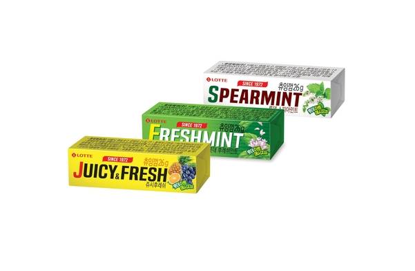 롯데제과의 껌 3총사로 불리는 쥬시후레쉬, 스피아민트, 후레쉬민트./롯데제과 제공