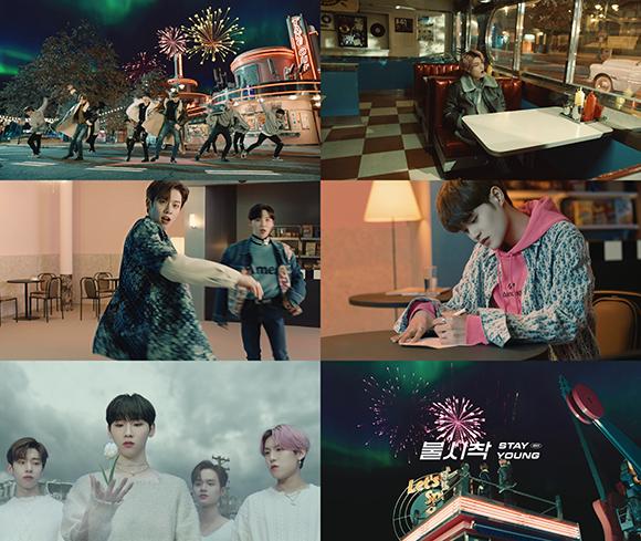 그룹 AB6IX (에이비식스)가 새 앨범 타이틀곡 '불시착 (STAY YOUNG)'의 두 번째 뮤직비디오 티저 영상을 공개했다. 브랜뉴뮤직 제공