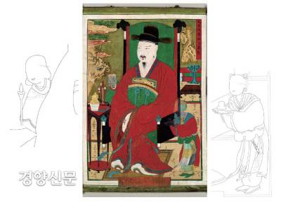 사라진 두 동자승을 XRF(X선 형광분석기)로 복원할 때의 최치원 진영 원래모습.|최현욱·곽홍인·신용비의 논문에서