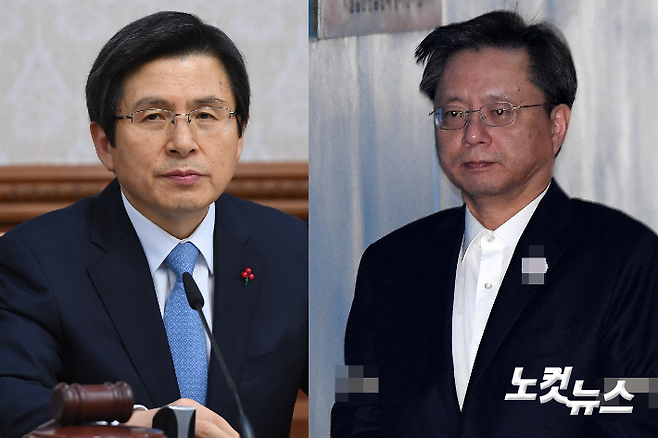 황교안 전 법무부 장관, 우병우 전 민정수석. 이한형·박종민 기자