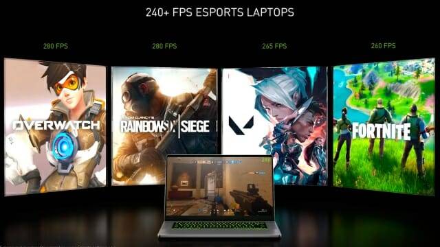 고성능 디스플레이와 RTX 30 그래픽칩셋을 적용한 e스포츠용 노트북도 출시 예정이다. (사진=엔비디아)