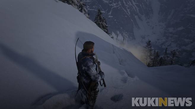 ▲엘크와 전설의 흰색 들소를 잡기 위해 설원으로 달려온 '아서 모건'