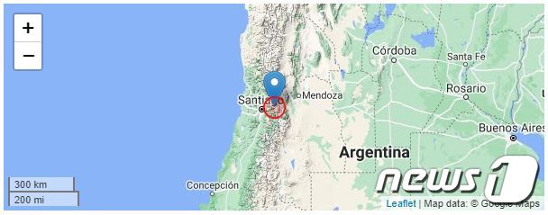 남미 칠레와 아르헨티나 접경지에서 23일(현지시간) 규모 5.6의 지진이 발생했다. © 뉴스1
