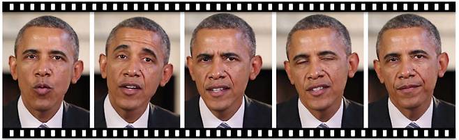 워싱턴대학교 연구팀이 딥페이크 기술을 이용해 만든 가짜 오바마 영상. 오바마의 연설 음성에 맞게 입 모양을 합성했다. (출처: Washington University)