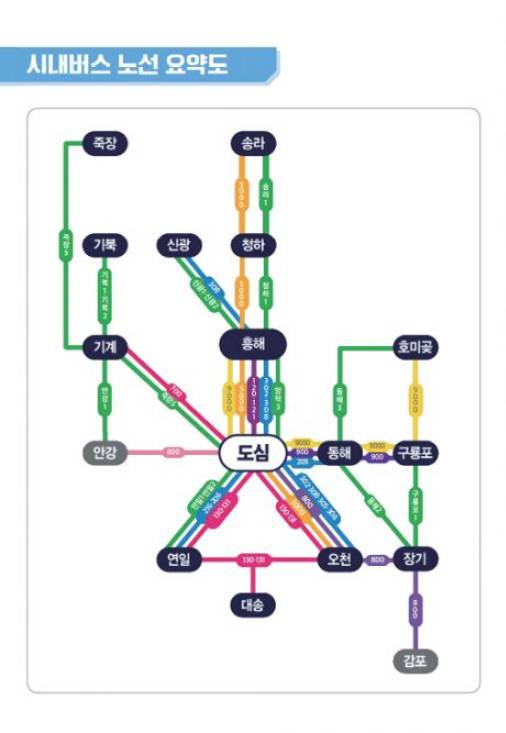 지난해 개편한 포항시내버스 노선요약도. 포항시 제공