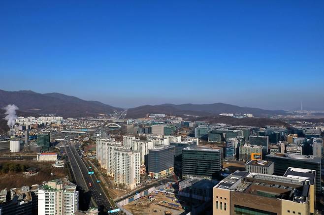 An aerial view of the Pangyo Techno Valley (Seongnam City)