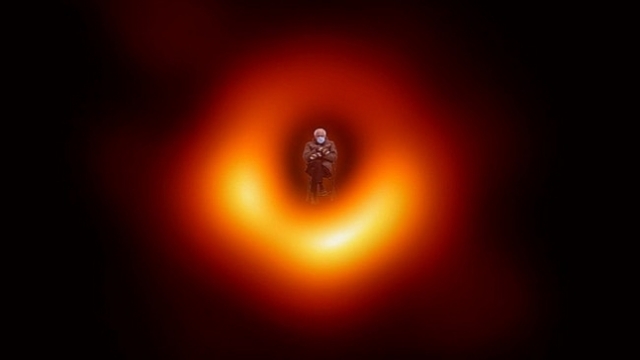 블랙홀 속에 빠진 버니 샌더스. 트위터 캡처