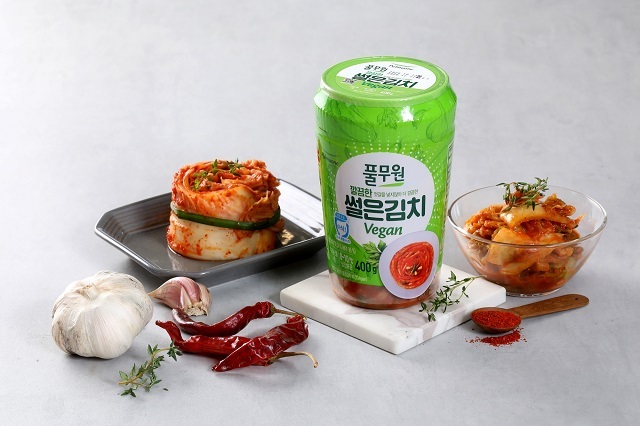 Vegan kimchi product launched by Pulmuone, a South Korean food company, in November last year (Pulmuone)