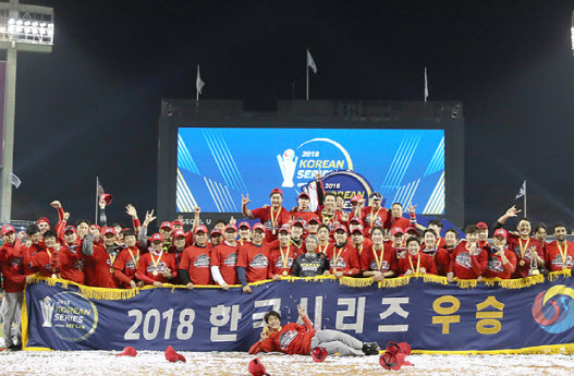 ‘2018 한국시리즈’에서 우승한 SK와이번스(사진=SK와이번스 공식 홈페이지)