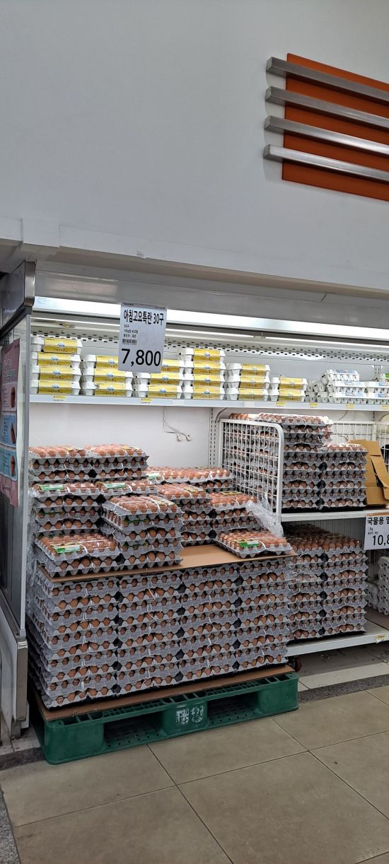 30일 경기도의 한 하나로마트 매장 내에 계란이 진열 돼 있다. 특란 30구 기준 소비자가격은 7800원이다.