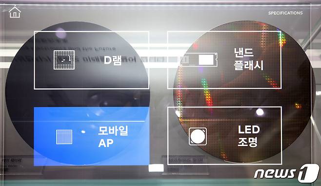 서울 강남구 삼성전자 서초사옥 딜라이트룸에 전시된 반도체 웨이퍼 모습.(다중촬영)/뉴스1 © News1