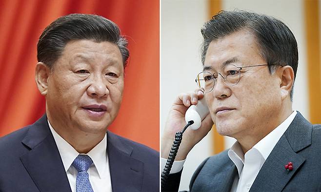 시진핑 중국 국가주석(왼쪽), 문재인 대통령. 연합뉴스