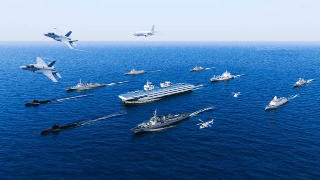 해군이 지난 4일 개최한 '경항공모함 세미나'에서 공개한 경항모전투단 개념도. 해군 제공