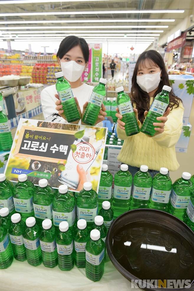 2농협 하나로마트 양재점(서울 서초구 소재)에서는 올해 처음 지리산 피아골에서 채취한 고로쇠 수액 판매에 들어갔다.