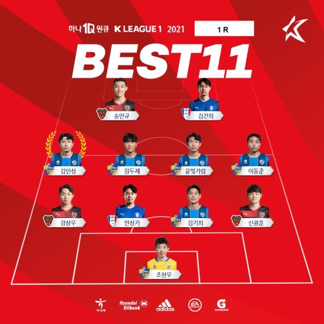 프로축구 K리그1의 1라운드 베스트 11 [한국프로축구연맹 제공 그래픽]