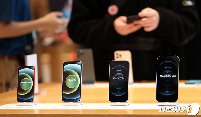애플의 아이폰12 시리즈. 왼쪽부터 아이폰12 미니, 아이폰12, 아이폰12 프로, 아이폰12 프로 맥스. © News1 박지혜 기자