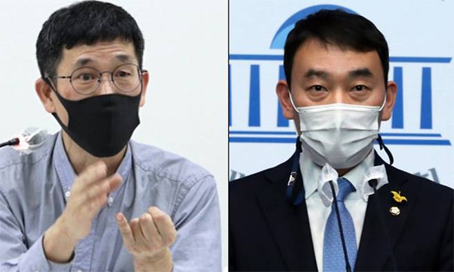 (왼쪽부터) 진중권 전 동양대 교수. 김용민 더불어민주당 의원. 뉴스1
