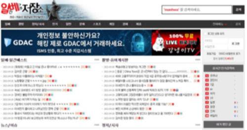 온라인 커뮤니티 ‘일간베스트(일베)‘ 홈페이지 화면 갈무리.