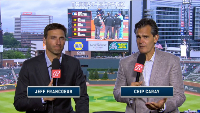 5월 13일(한국시간) 애틀랜타와 토론토 경기를 중계한 제프 프랑코어와 칩 캐레이. | MLBTV 캡처