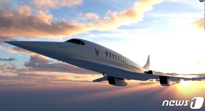 미국의 스타트 기업 붐 슈퍼소닉이 개발하고 있는 마하 2.2의 초음속비행기 '오버추어'.(트위터 갈무리)© 뉴스1
