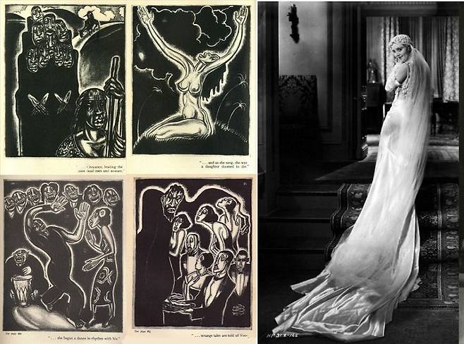 출처: 마술의 섬(1929)의 삽화들과 이를 영화화한 [화이트 좀비](1932)의 한 장면