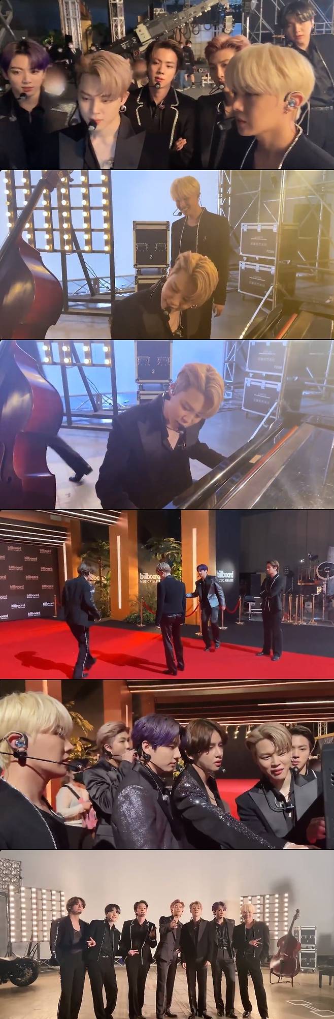 Group BTS (RM, Jean, Sugar, Jay Hop, Jimin, V, Jungkook) presented the all-black fashion.The 2021 Billboards Music Awards (hereinafter referred to as BBMAs) presented BTS stage spoiler videos and photos through official SNS on the morning of May 24 (hereinafter referred to as Korean time).The public images and photos show BTS wearing stage costumes, taking pictures of awards photo wall, and preparing new songs.The members are dressed in black suits of different designs and show 7 color charms.BTS will release its new digital single Butter (Butter) stage, which was released at 1 pm on the 21st and won the top spot on domestic and overseas music charts at the awards.It is also of interest whether the four-time champion will be achieved.BTS was nominated for four categories this year (top Iruvar/group, top song sales The Artist, top social The Artist, top-selling song), and was honored with three categories of awards, excluding top-selling songs (awards announced in later awards) at the pre-awards pre-awards.In the top song sales The Artist category, it was nominated for the first time this year and was honored with the Awards, and the top Iruvar/group awards are the second after 2019.The Top Social The Artist Trophy has been awarded for five consecutive years since 2017 when it was first invited to the Billboards Music Awards.