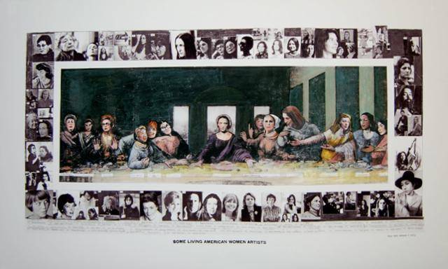 미국 여성 페미니즘 미술 작가 메리 베스 에델슨의 'Some Living American Women Artists, 1972'는 레오나르도 다 빈치의 '최후의 만찬' 속 예수와 사도들을 미국 여성 예술가들로 대체한 패러디 콜라주 작품이다. 저 작품은 70년대 미국 페미니즘 미술운동의 예술적 출범 선언이자, 종교로 상징되는 성억압-차별에 대한 전복적 해학적 도발이었다. MoMA 소장.