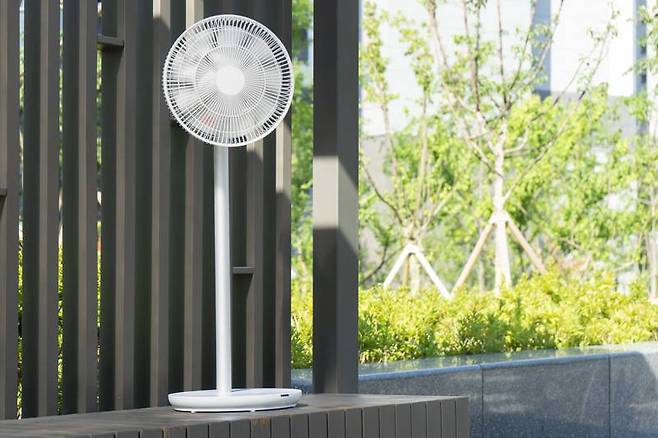 벨레 W-DC880 무선 선풍기, 배터리가 내장돼 외부에서도 쓸 수 있다.