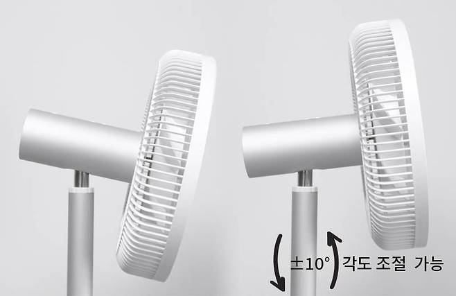 상하 각도 조절, 위 아래로 10도씩 이뤄진다.