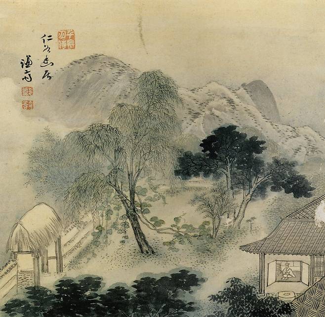 정선, ‘인곡유거도(仁谷幽居圖·1755년경)’, 종이에 담채, 27.3㎝ x 27.5㎝, 간송미술관 소장