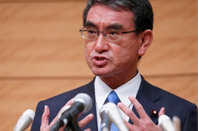 고노 다로 일본 행정개혁 담당상이 지난 10일 도쿄에서 기자회견을 통해 자민당 차기 총재 경선 출마를 공식 선언하고 있다. 연합뉴스