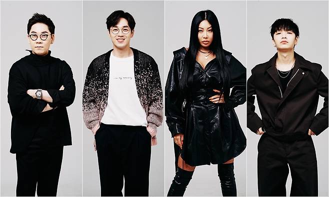 (From left) Artists Kim Yeon-woo, Lee Seok-hoon, Jessi and Simon Dominic star as the juries of the program (MBC)
