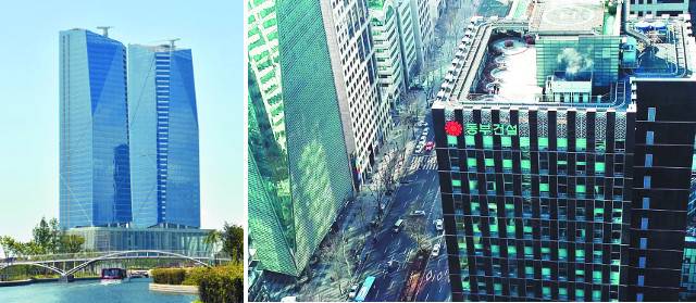 건설업계가 코로나19 사태 속에 맞는 추석을 앞두고 협력사에 거래대금을 조기 지급하고 있다. 사진은 포스코건설(왼쪽), 동부건설 사옥 전경. 각사 제공