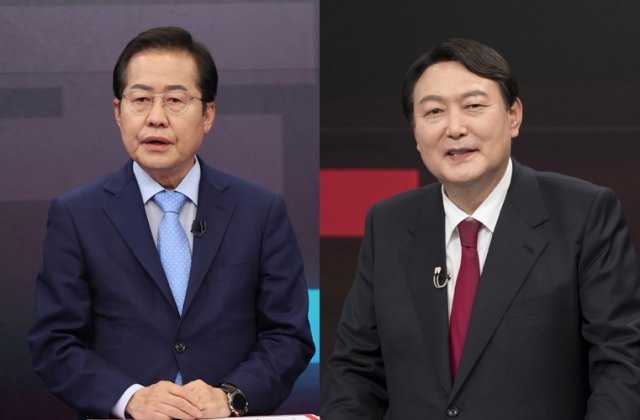 홍준표 의원(왼쪽)·윤석열 전 검찰총장. 사진공동취재단