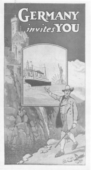 독일 관광을 홍보하는 포스터. 1920'~30년대 당시 독일은 미국, 영국 등 주요 국가의 인기 여행지였다.