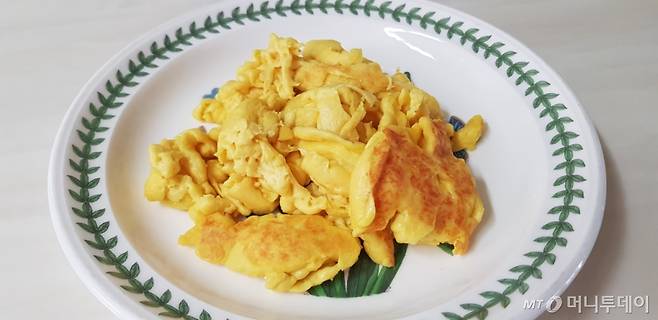 액상형 저스트 에그 제품으로 만든 에그스크램블/사진= 박미주 기자