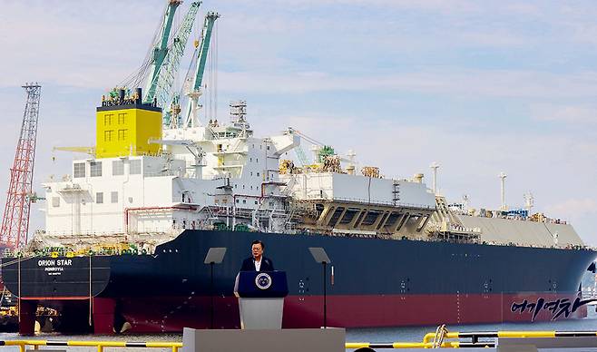 지난 9월9일 문재인 대통령이 경남 거제시 삼성중공업에서 열린 K-조선 비전 및 상생 협력 선포식에서 발언을 하고 있다. / 사진=뉴시스 김진아 기자