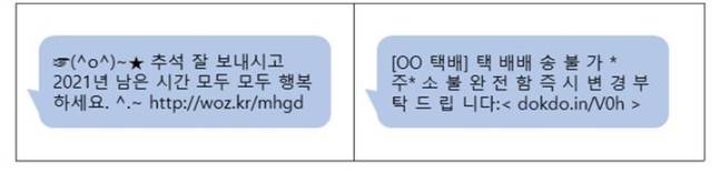 스미싱 문자 사례./사진=경찰청
