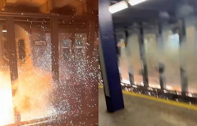 선로에 떨어진 뉴욕 공공 자전거 ‘시티바이크’를 지하철이 그대로 들이받고 화염에 휩싸였다. 인스타그램 캡처