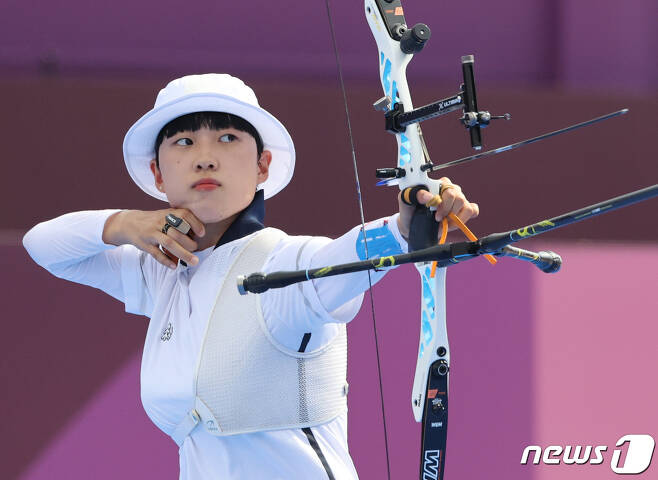 여자 양궁 대표팀의 안산. /뉴스1 © News1 송원영 기자